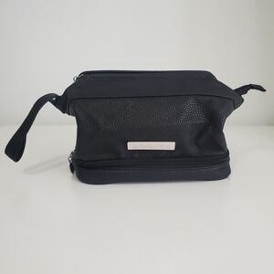 La Vie En Rose Black Textured Cosmetic Bag